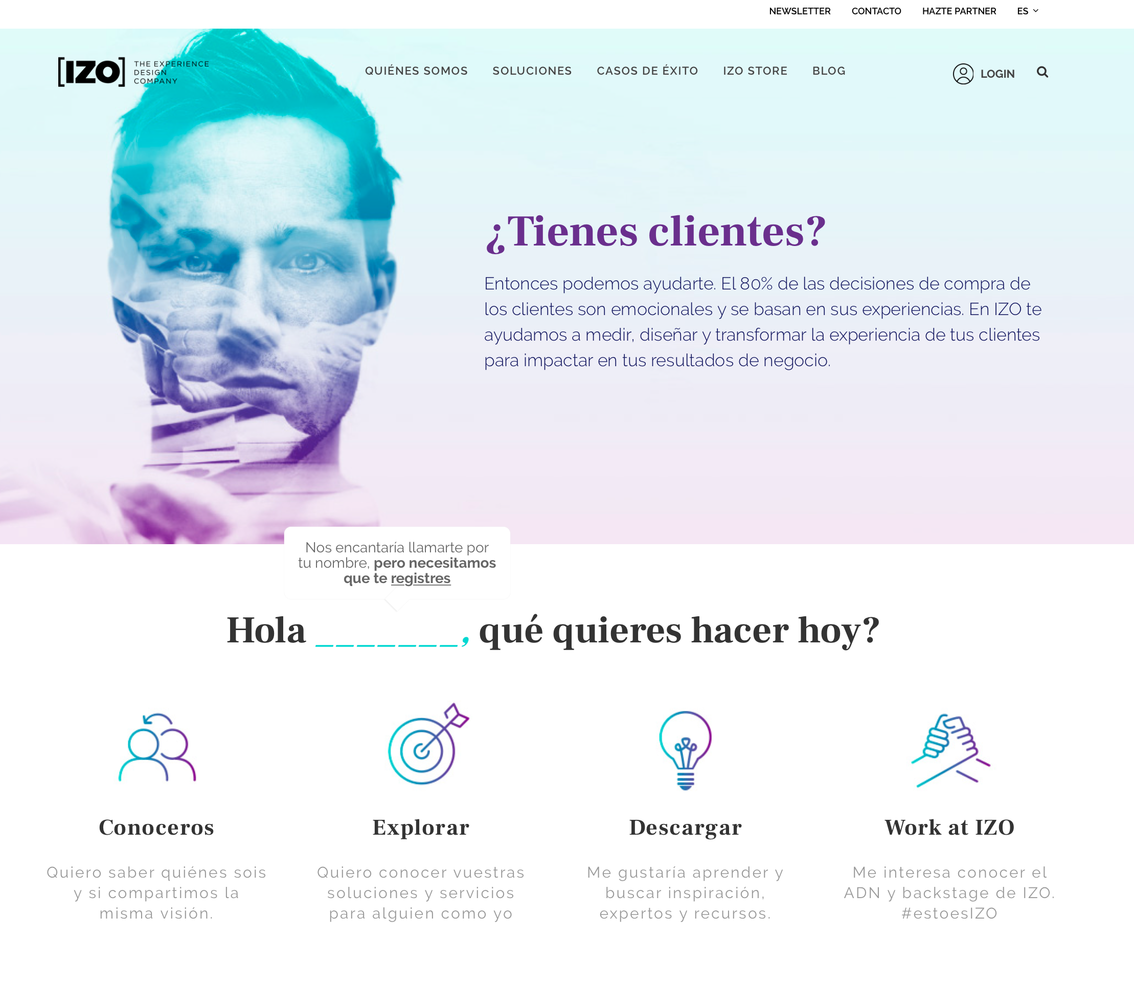 La web de IZO, The Experience Design Company, desarrollada por The OMS