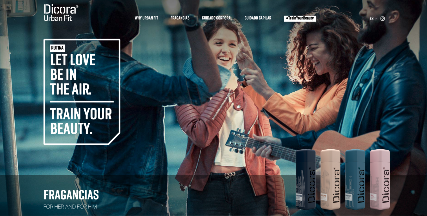 Web Dicora Urban Fit, cosmética muy animada